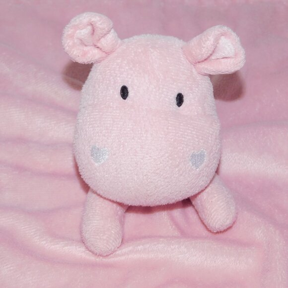 Piccolo Bambino Pink Hippo Plush Security Blanket Baby lovey nunu Comforter - Picture 3 of 6
